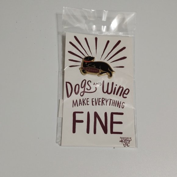 Dogs and Wine Make Everything Fine Enamel Pin - Picture 2 of 5